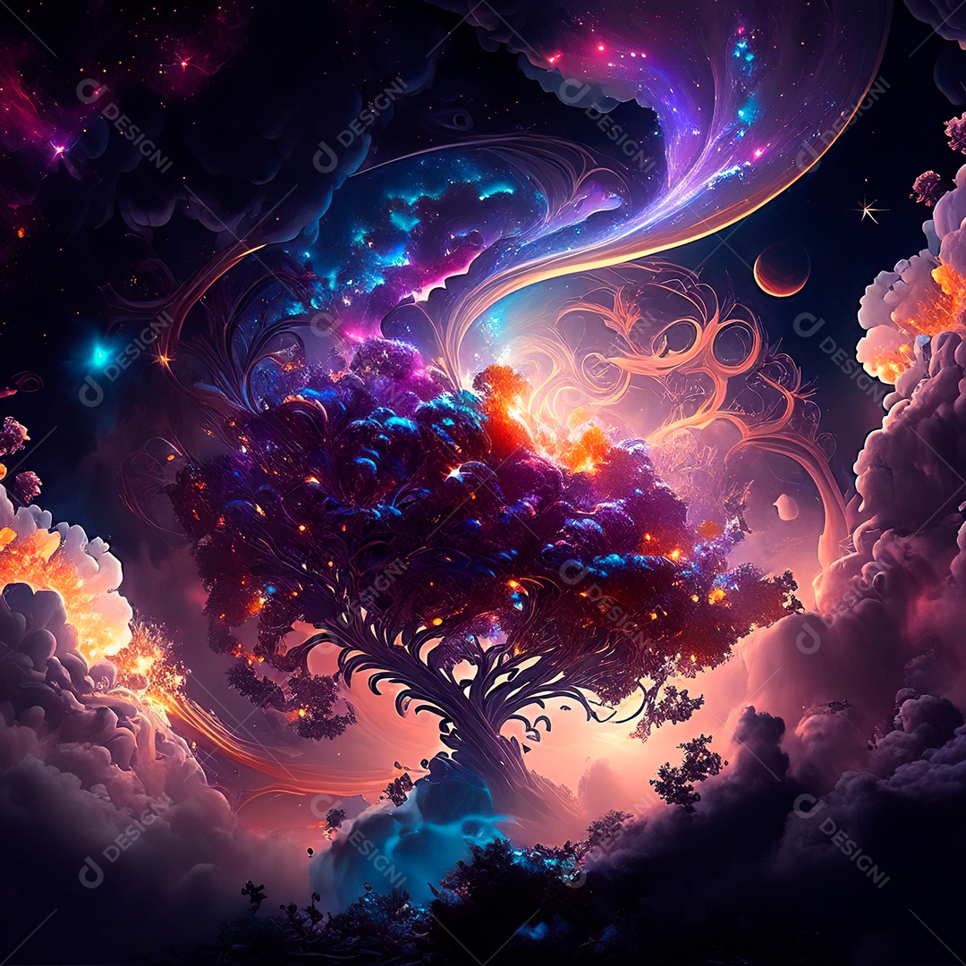 Renderização com traçado de raio e pintura digital de uma cena