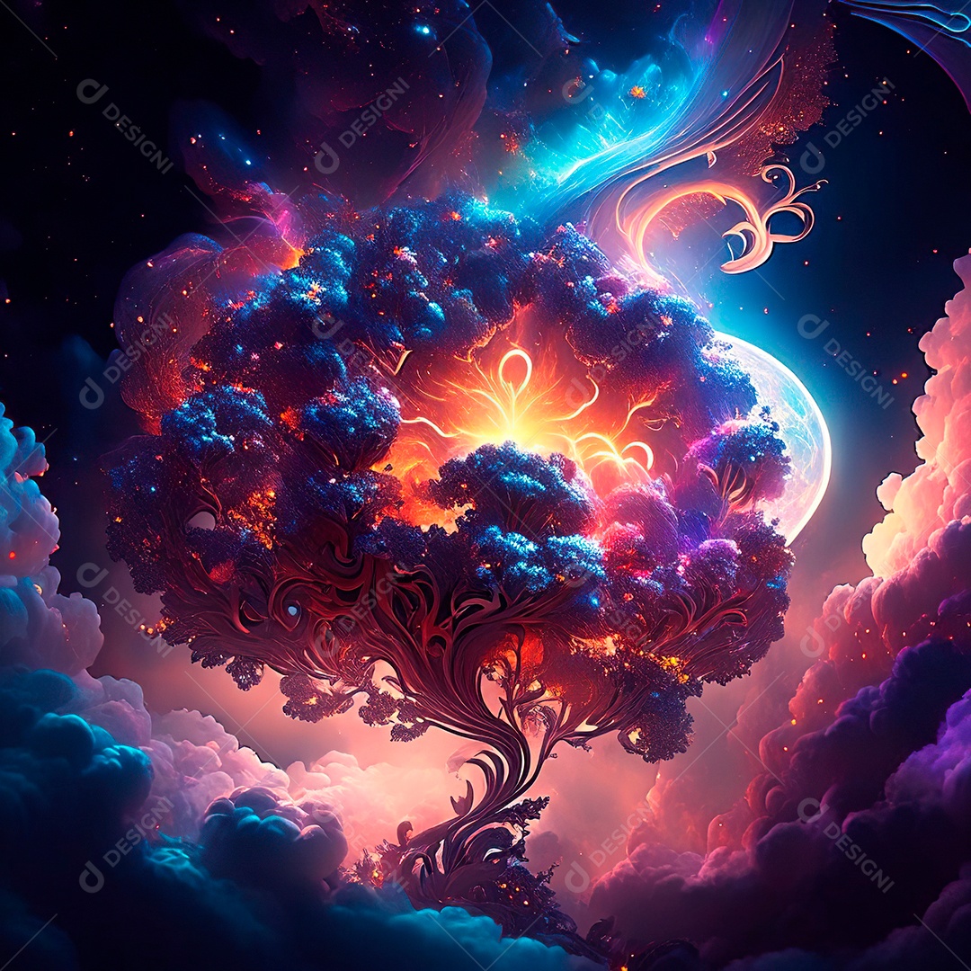 Renderização com traçado de raio e pintura digital de uma cena