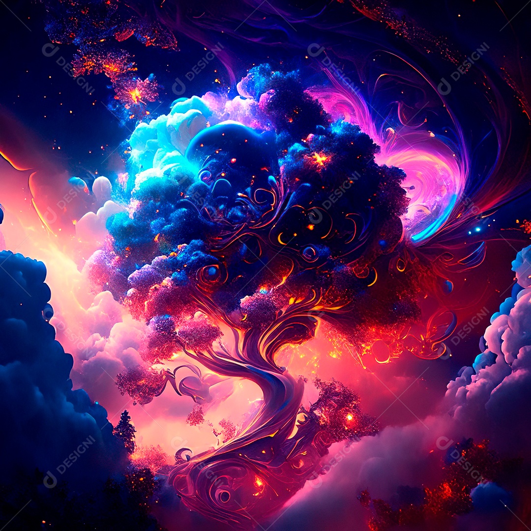 Renderização com traçado de raio e pintura digital de uma cena