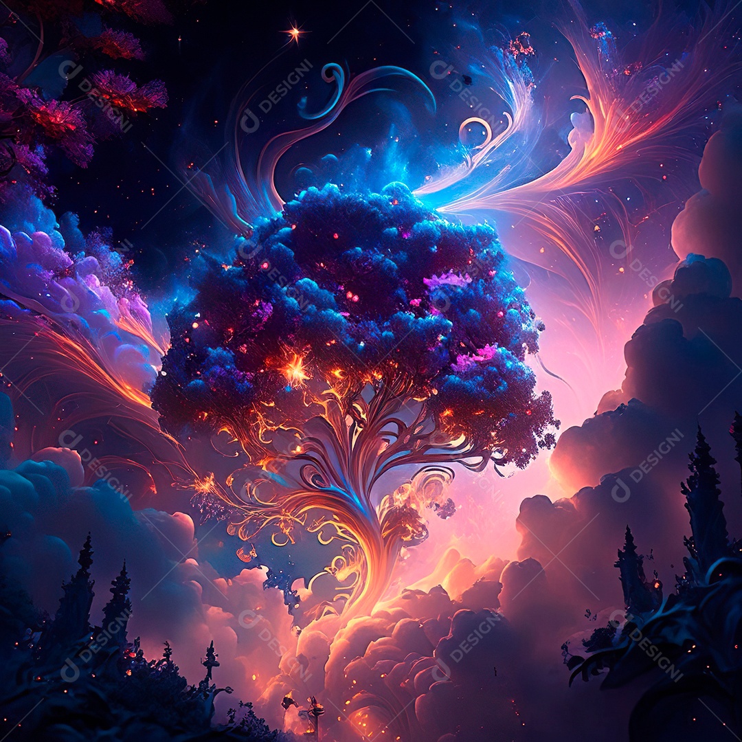 Renderização com traçado de raio e pintura digital de uma cena