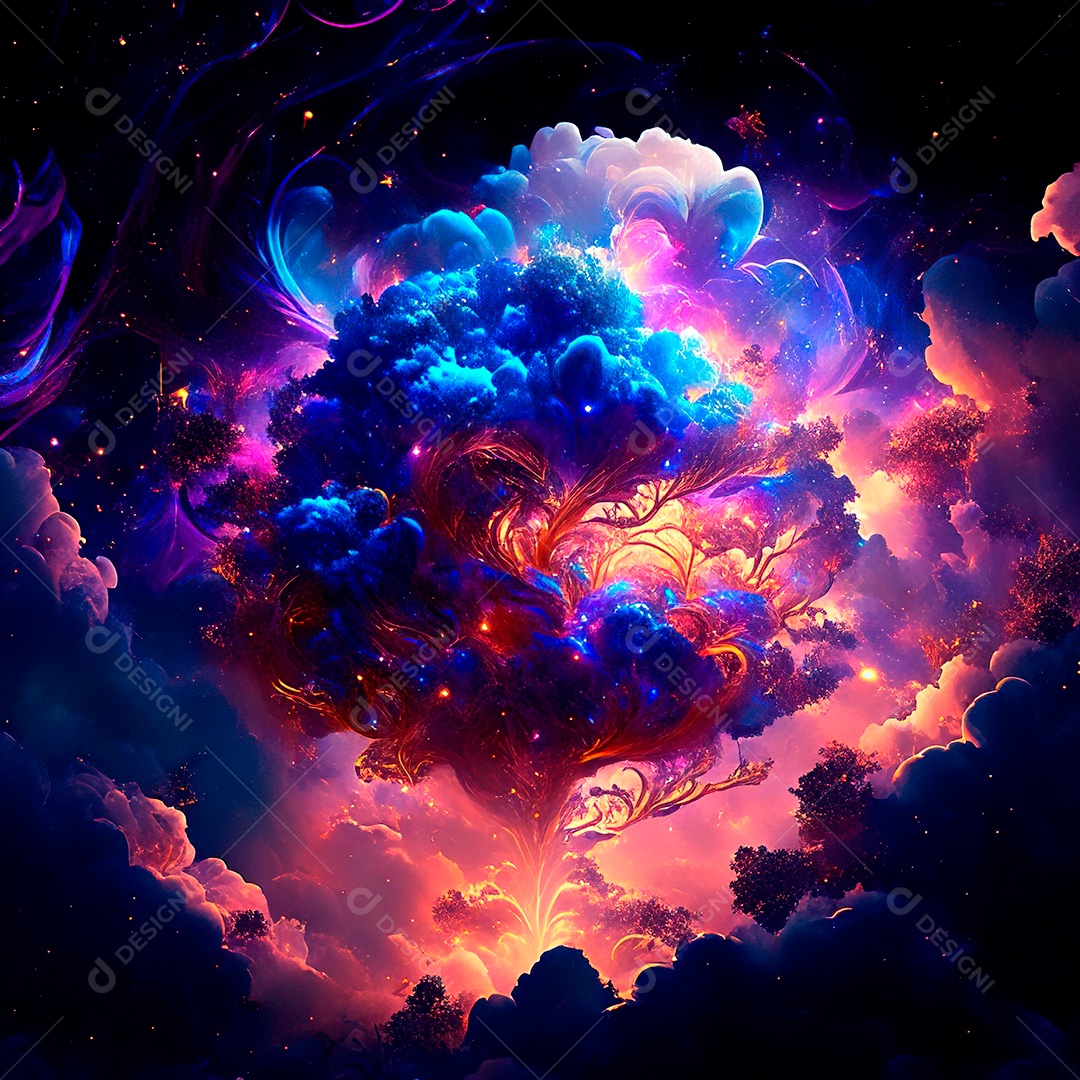 Renderização com traçado de raio e pintura digital de uma cena