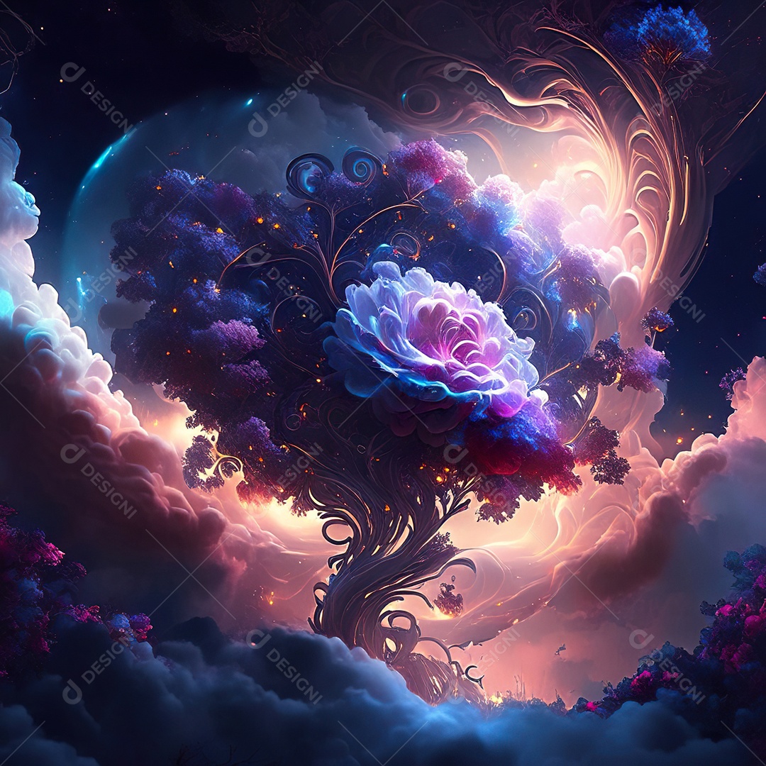 Renderização com traçado de raio e pintura digital de uma cena