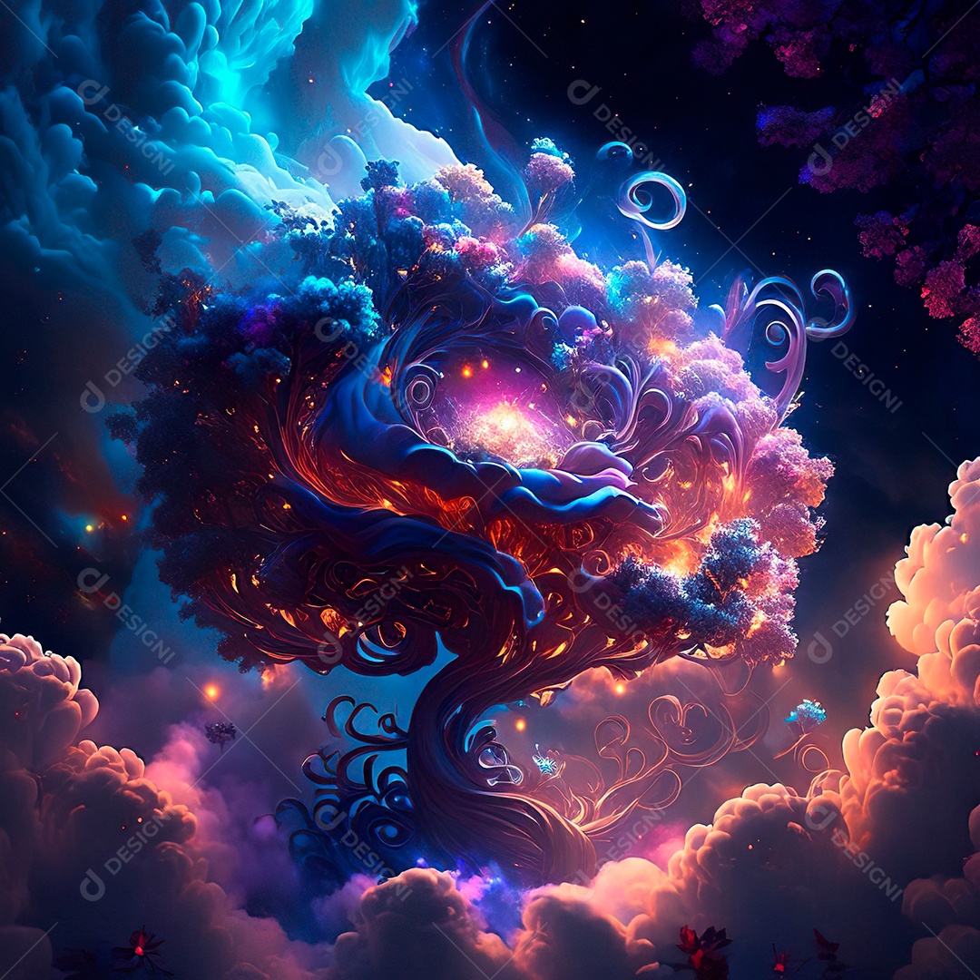 Renderização com traçado de raio e pintura digital de uma cena