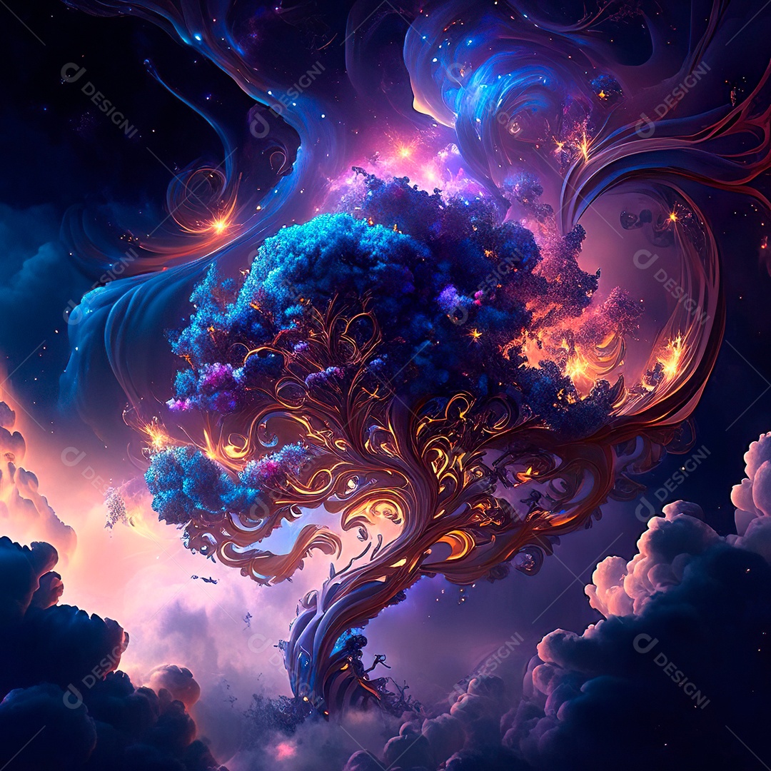 Renderização com traçado de raio e pintura digital de uma cena