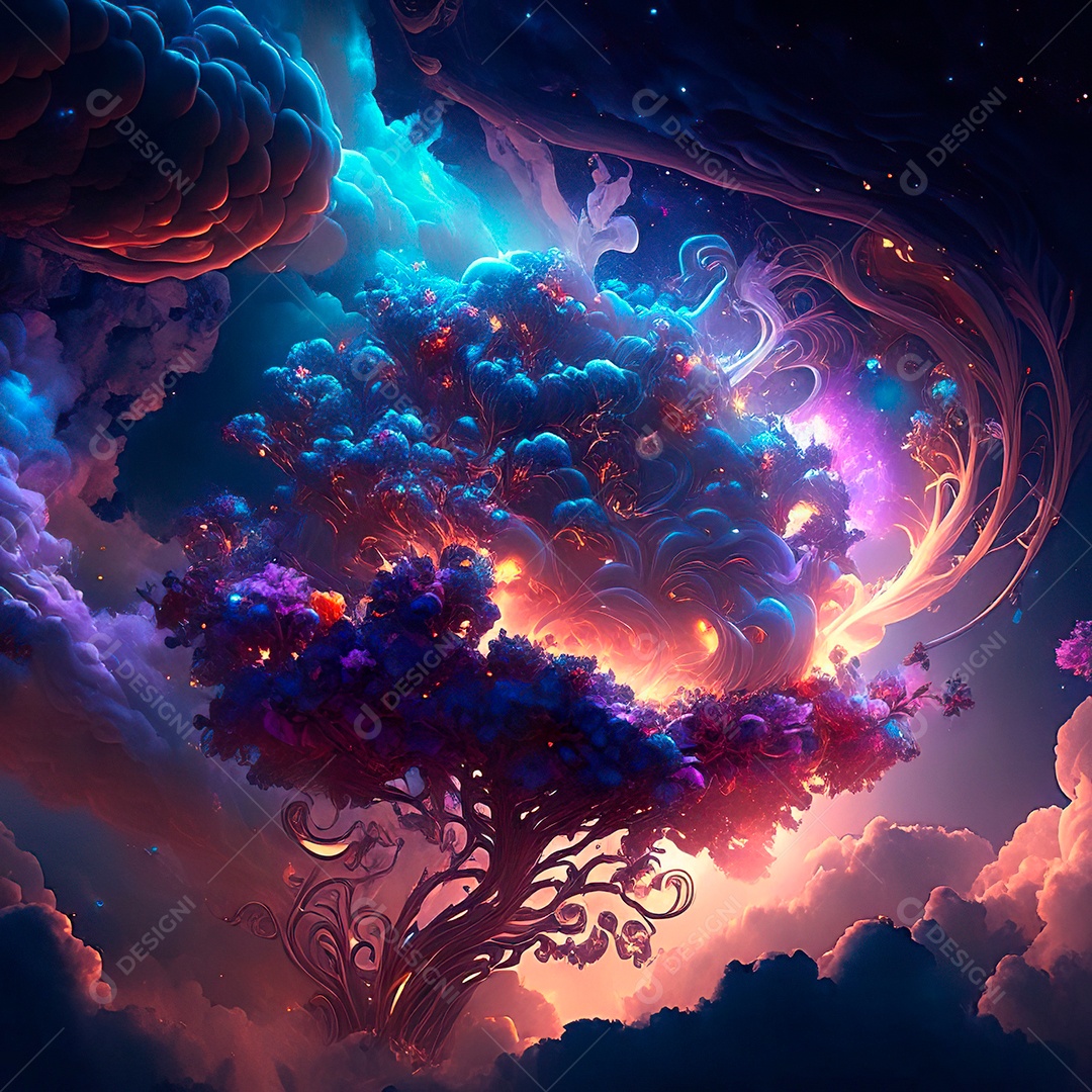 Renderização com traçado de raio e pintura digital de uma cena