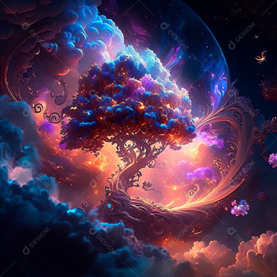 Renderização com traçado de raio e pintura digital de uma cena