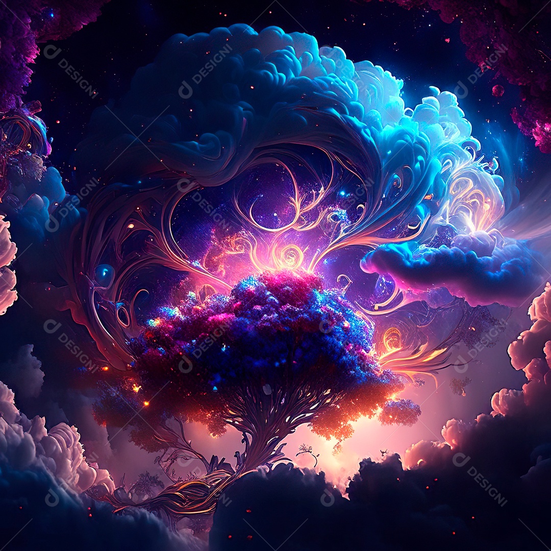 Renderização com traçado de raio e pintura digital de uma cena