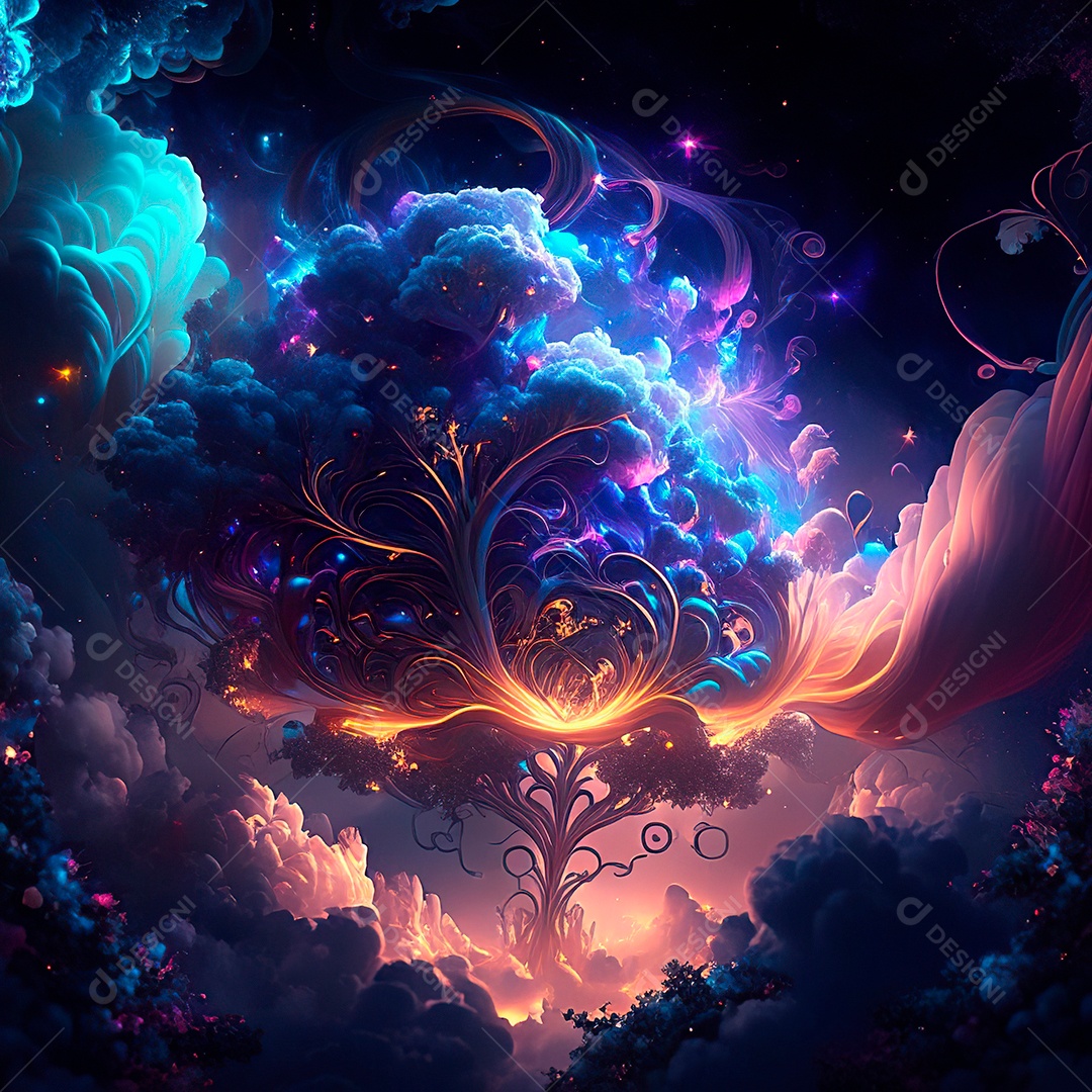 Renderização com traçado de raio e pintura digital de uma cena