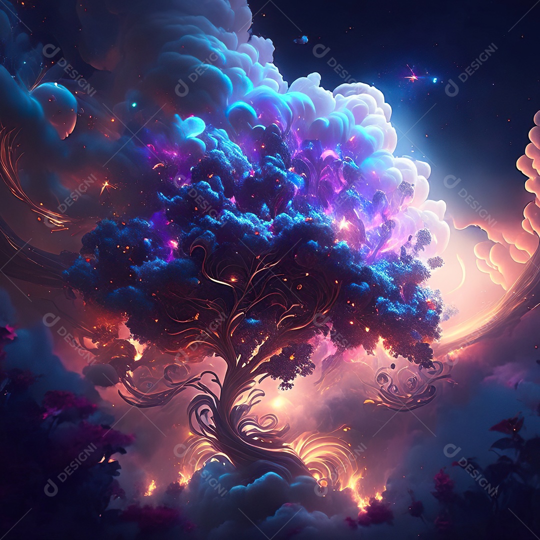 Renderização com traçado de raio e pintura digital de uma cena