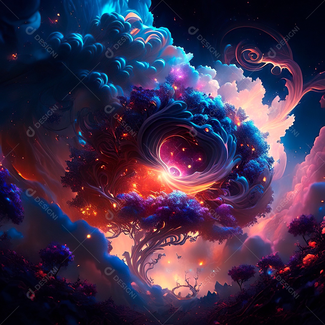 Renderização com traçado de raio e pintura digital de uma cena