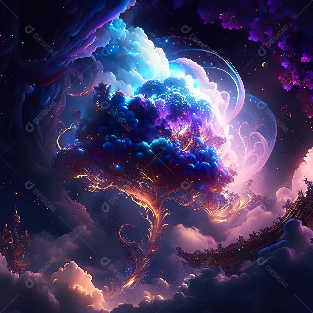 Renderização com traçado de raio e pintura digital de uma cena