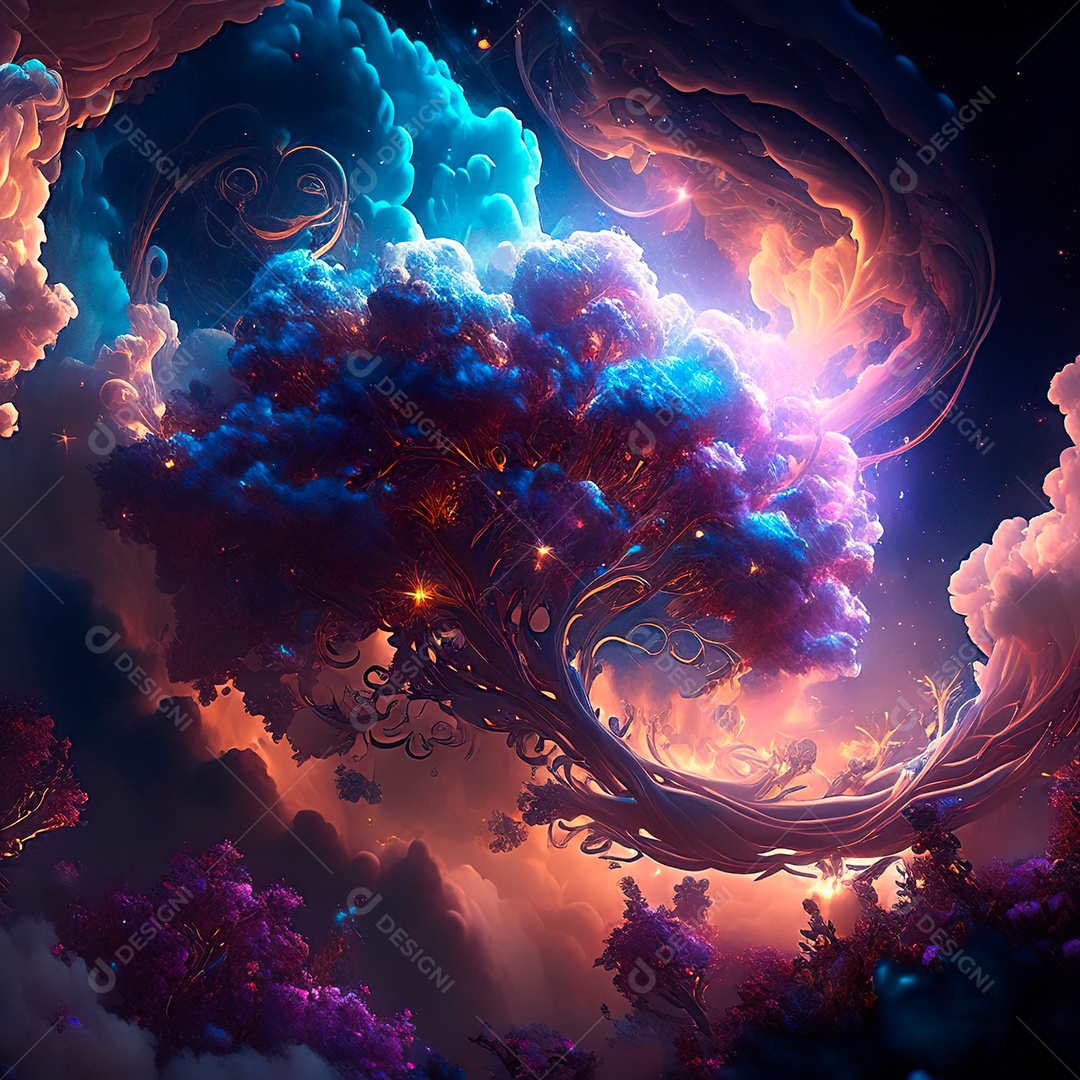 Renderização com traçado de raio e pintura digital de uma cena