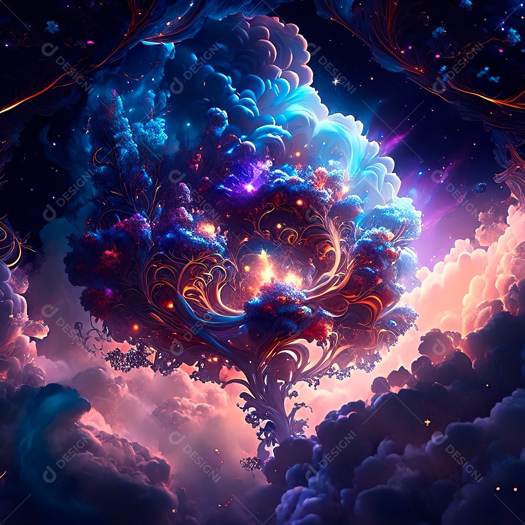 Renderização com traçado de raio e pintura digital de uma cena