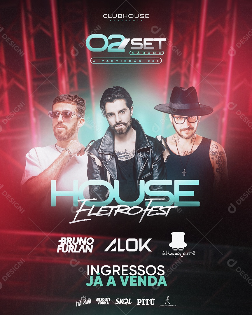 Flyer Feed House Eletrofest Social Media PSD Editável