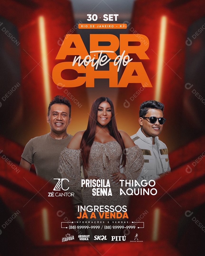 Social Media Flyer Feed Noite Do Arrocha PSD Editável