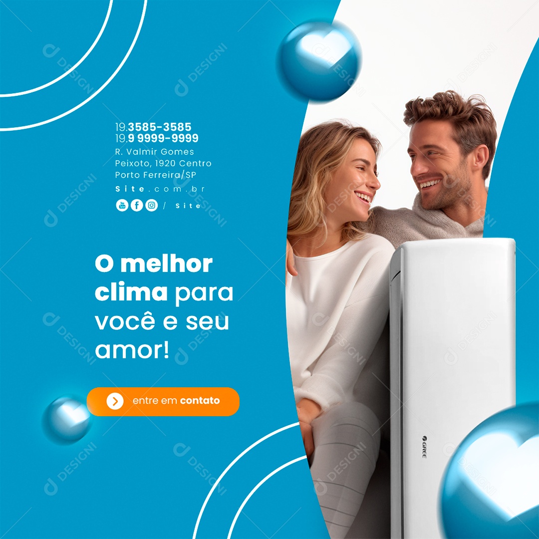 Ar Condicionado O Melhor Clima para Você e Seu Amor Social Media PSD Editável