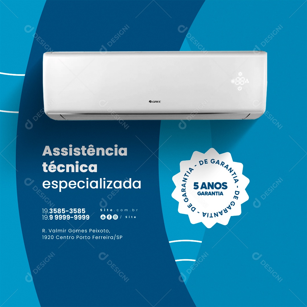 Ar Condicionado Assistência Técnica Especializada Social Media PSD Editável