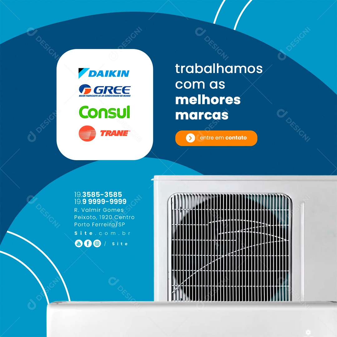Ar Condicionado Trabalhamos Com as Melhores Marcas Social Media PSD Editável