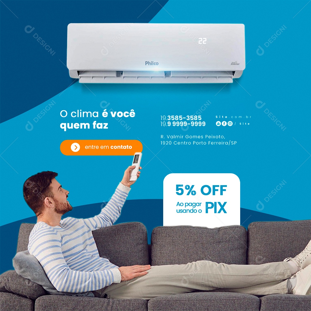 Ar Condicionado O Clima é Você Quem Faz Social Media PSD Editável
