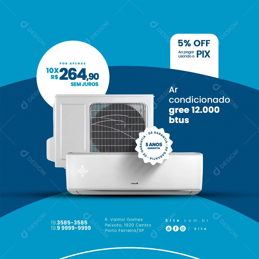 Ar Condicionado Gree 12.000 Btus Social Media PSD Editável