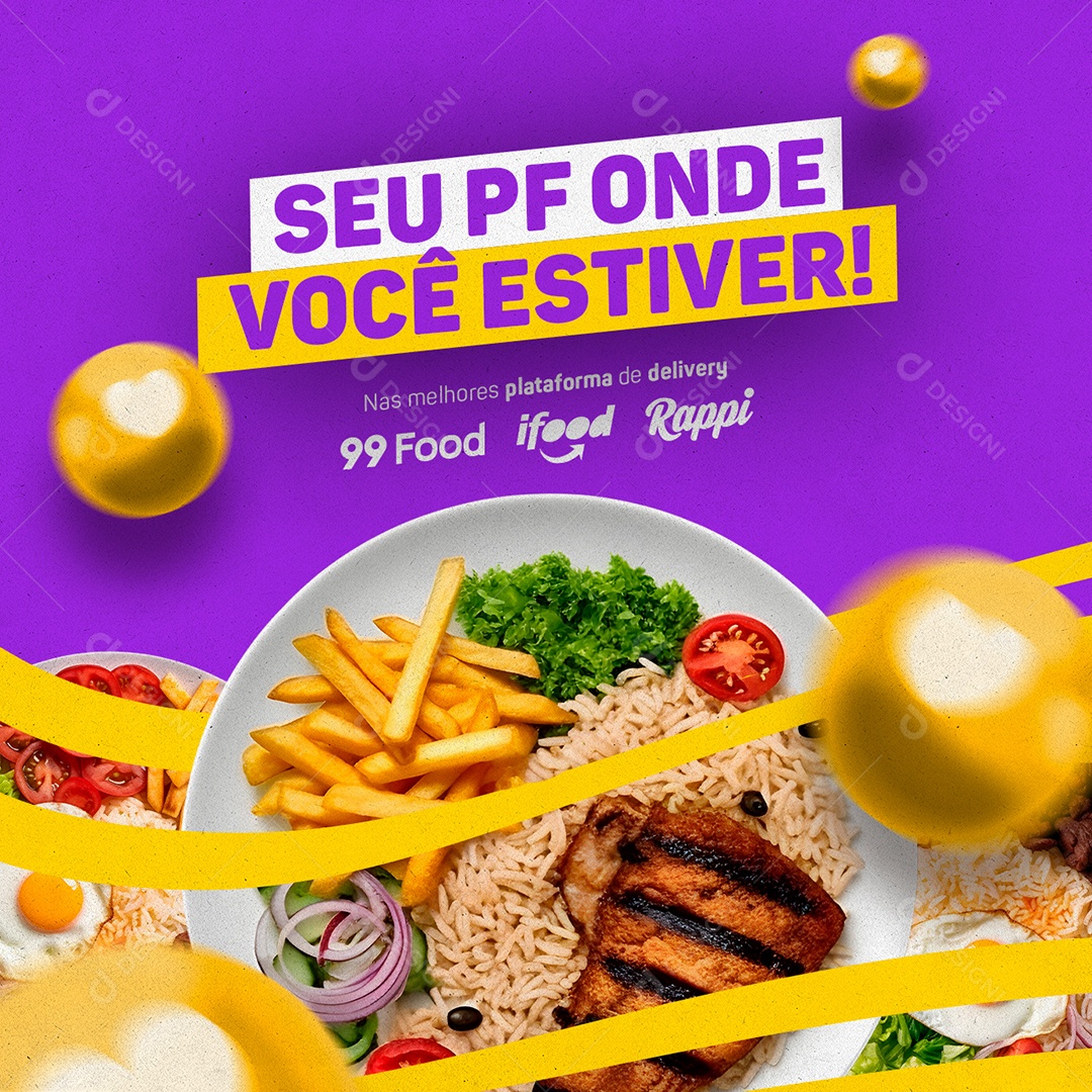 Delivery Restaurante Seu PF Onde Você Estiver Social Media PSD Editável