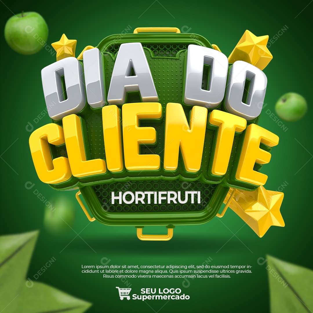 Selo 3D Dia Do Ciente Hortifruti Para Composição PSD