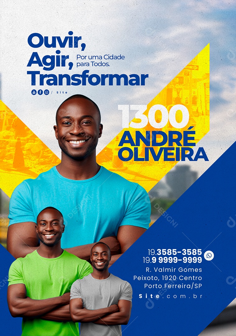 Política Ouvir Agir Transformar Social Media PSD Editável