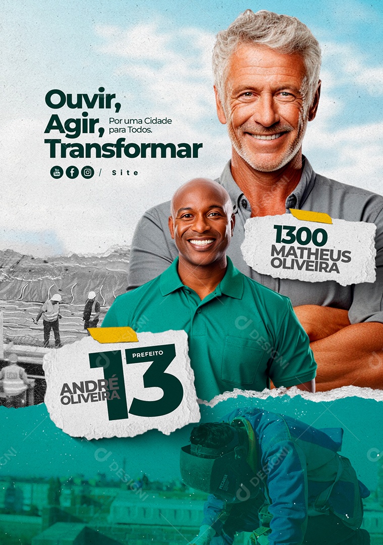 Política Ouvir Agir Transformar Prefeito André Oliveira Social Media PSD Editável