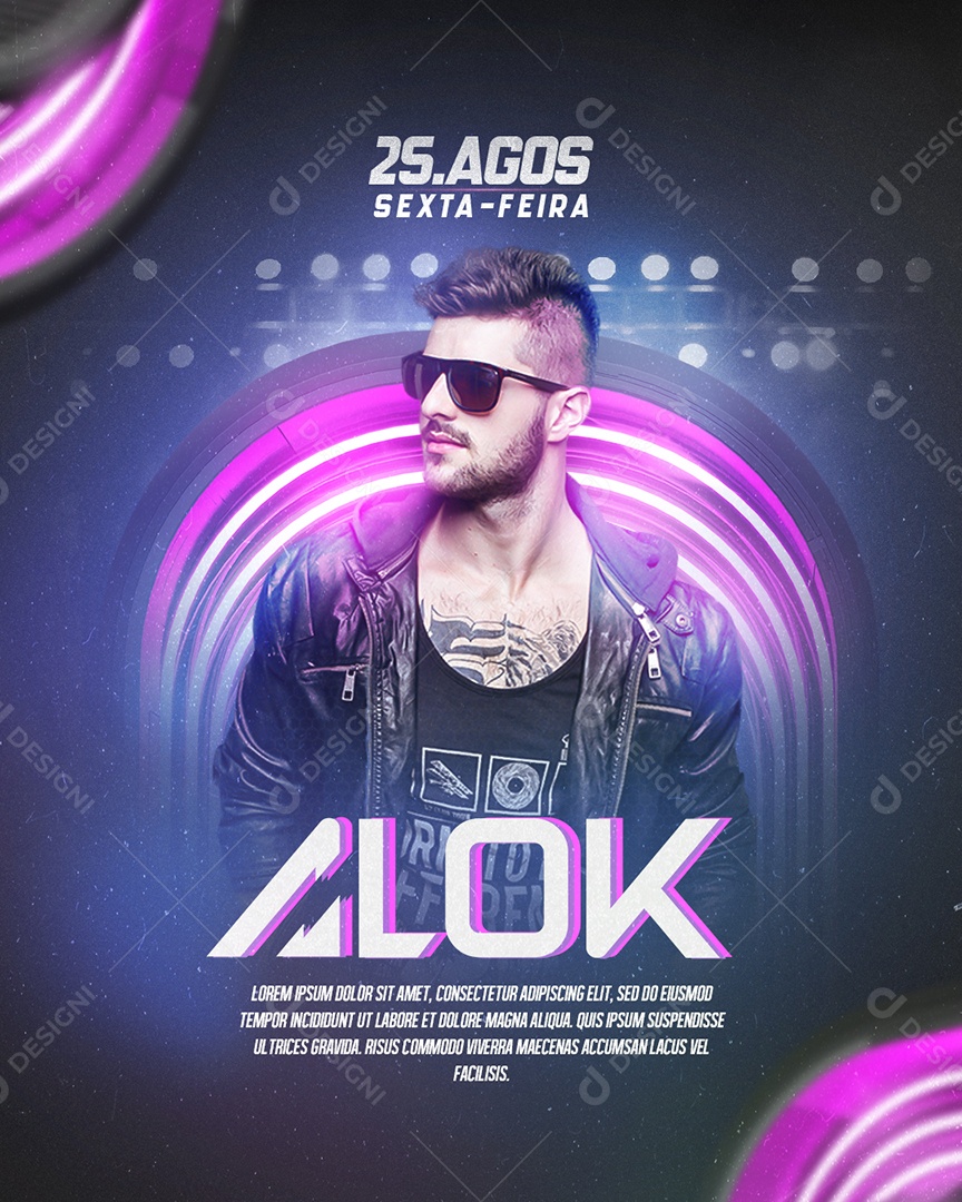 Flyer DJ Alok Social Media PSD Editável