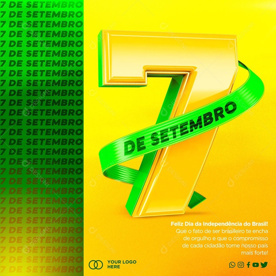 Feliz Dia Da Independência do Brasil 7 de Setembro Social Media PSD Editável