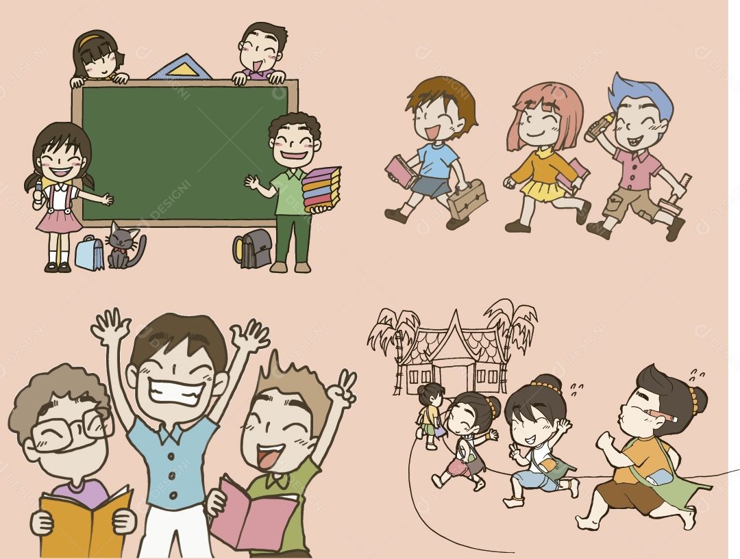 Alunos Ilustração Vetor EPS