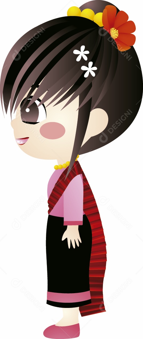 Garota Chinesa Ilustração Vetor EPS