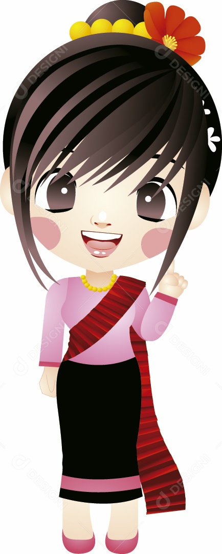 Garota Chinesa Ilustração Vetor EPS