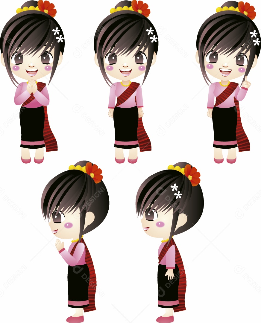 Garota Chinesa Ilustração Vetor EPS