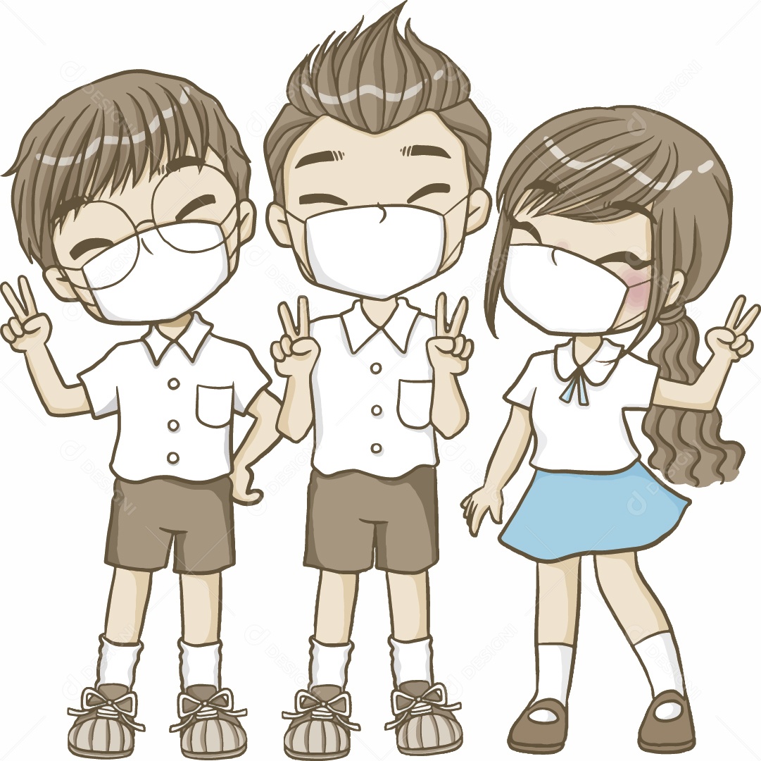 Garotos de Máscara Ilustração Vetor EPS