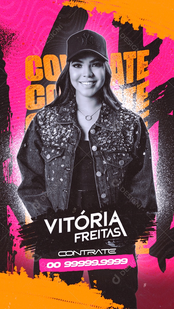 Social Media Flyer Story Contrate Vitória Freitas PSD Editável