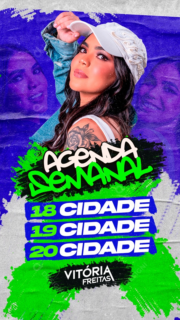 Social Media Flyer Story Agenda Semanal Vitória Freitas PSD Editável