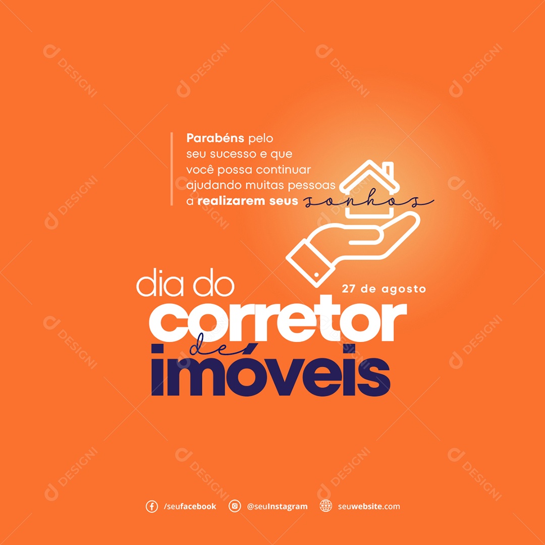 Dia Do Corretor De Imóveis 27 De Agosto Social Media PSD Editável