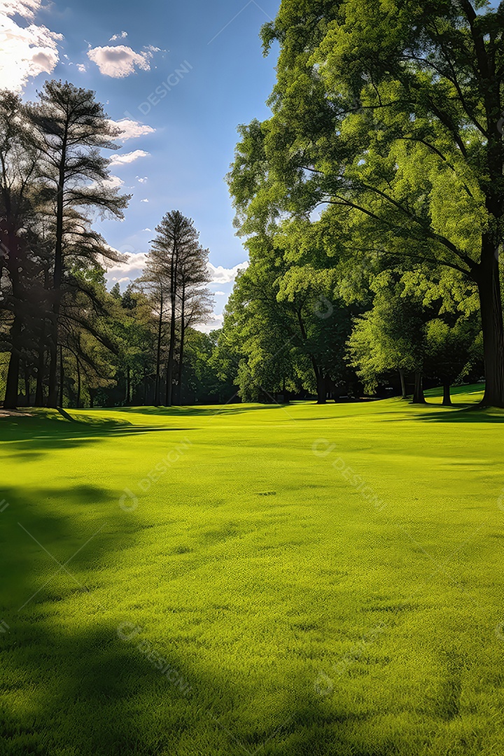 Linda floresta encantada de conto de fadas, cenário mágico de fantasia com grandes árvores e vegetação