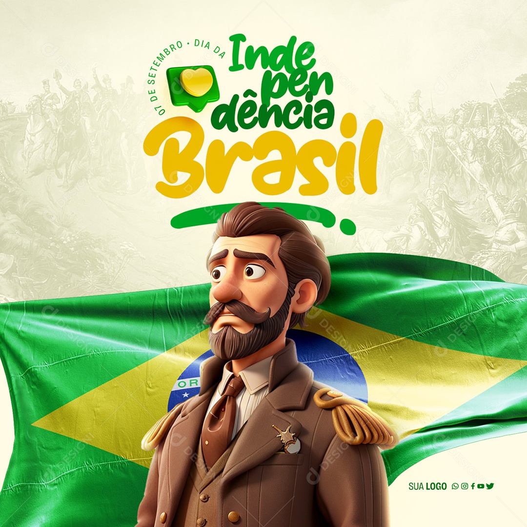 Dia Da Independência Do Brasil 07 De Setembro Social Media PSD Editável