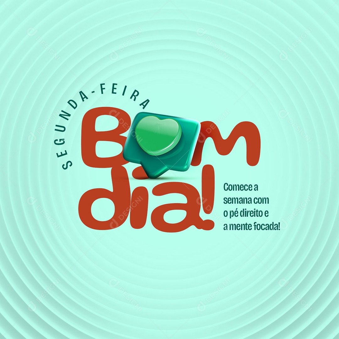 Social Media Segunda Feira Bom Dia Frase PSD Editável