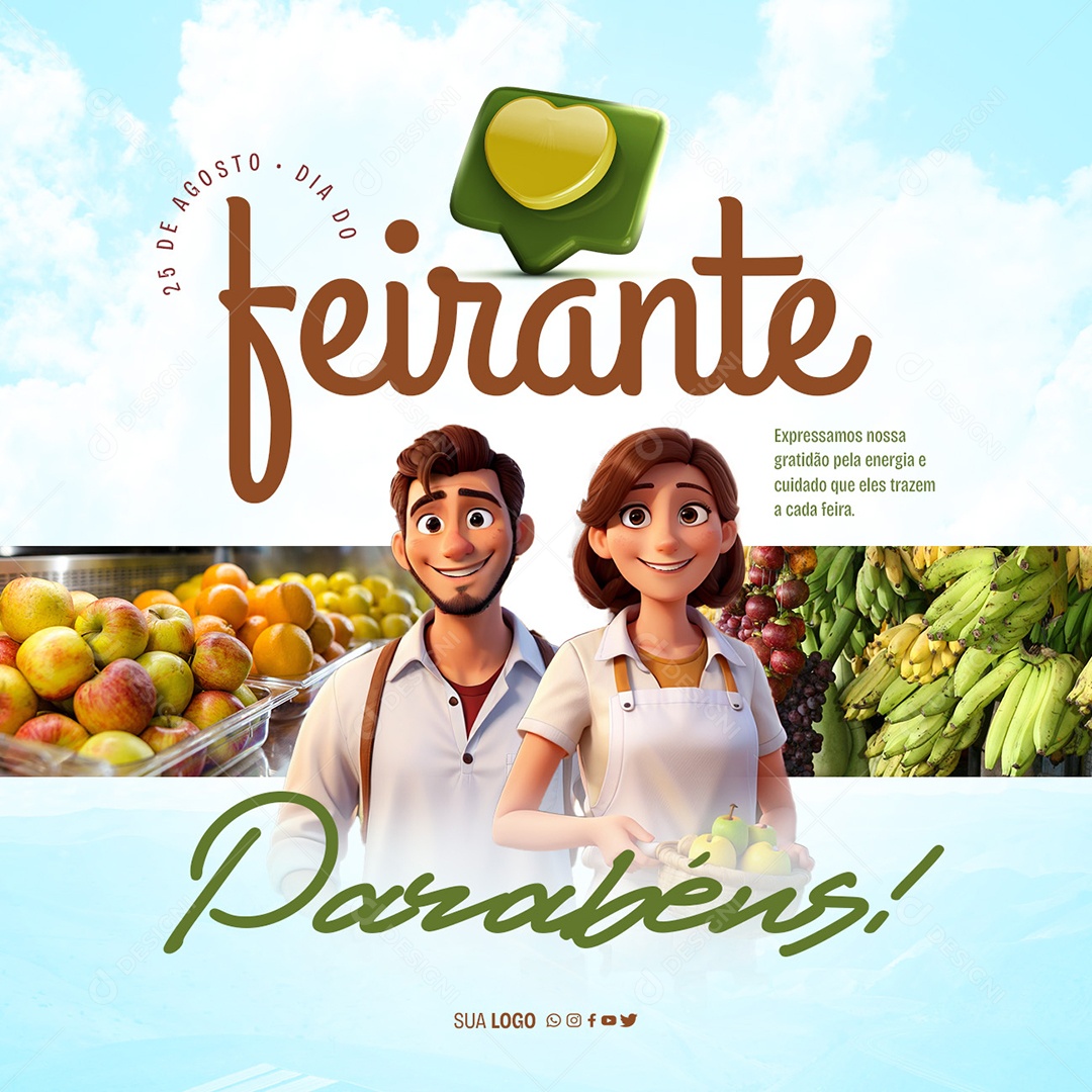 Social Media Parabéns Dia Do Feirante 25 De Agosto PSD Editável