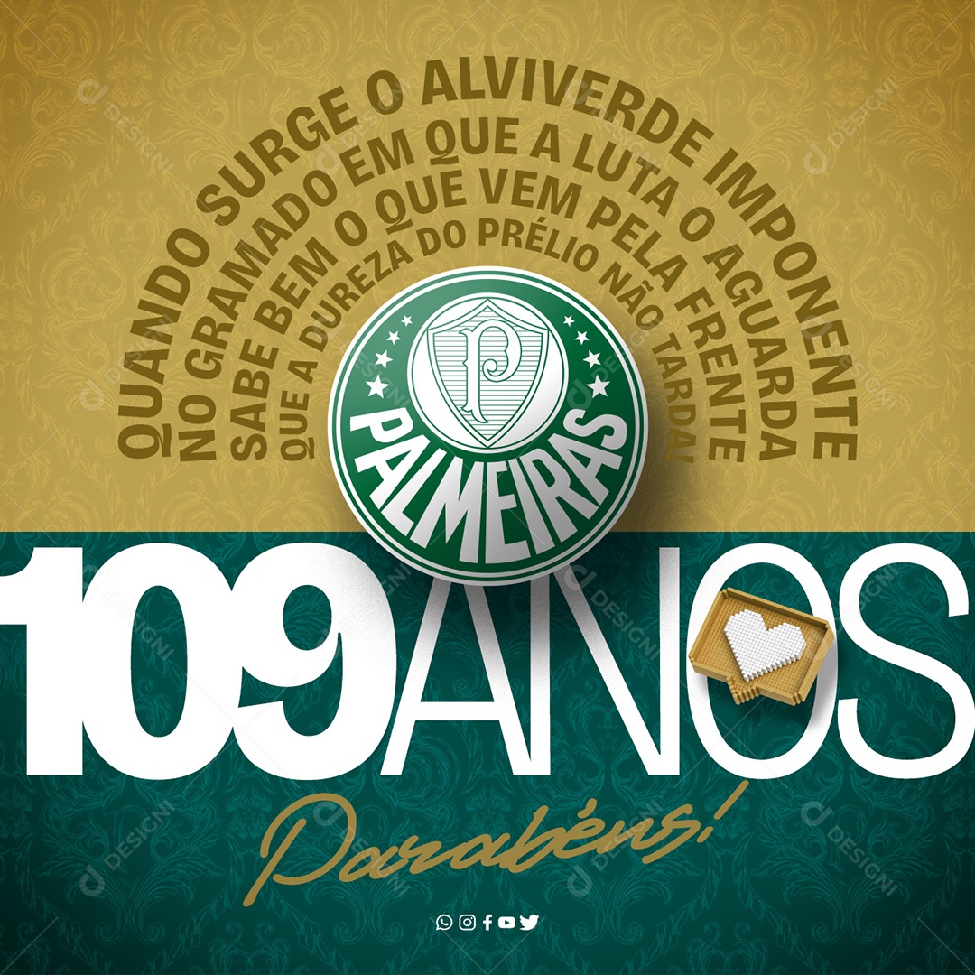 Parabéns Palmeiras 109 Anos Futebol Social Media PSD Editável
