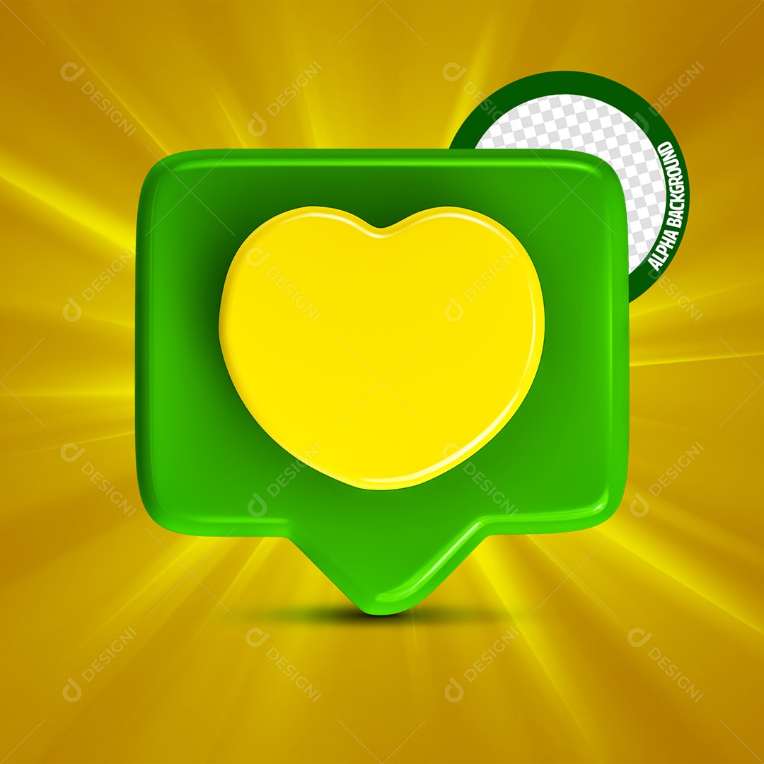 Elemento 3D Emoji Coração Sete Setembro Para Composição PSD