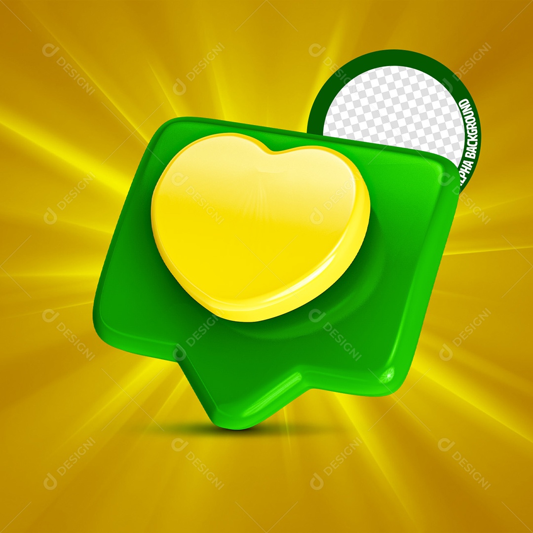 Emoji Coração Sete De Setembro Elemento 3D Para Composição PSD