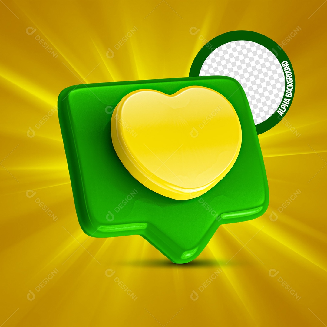 Elemento 3D Emoji Coração Sete Setembro Para Composição PSD