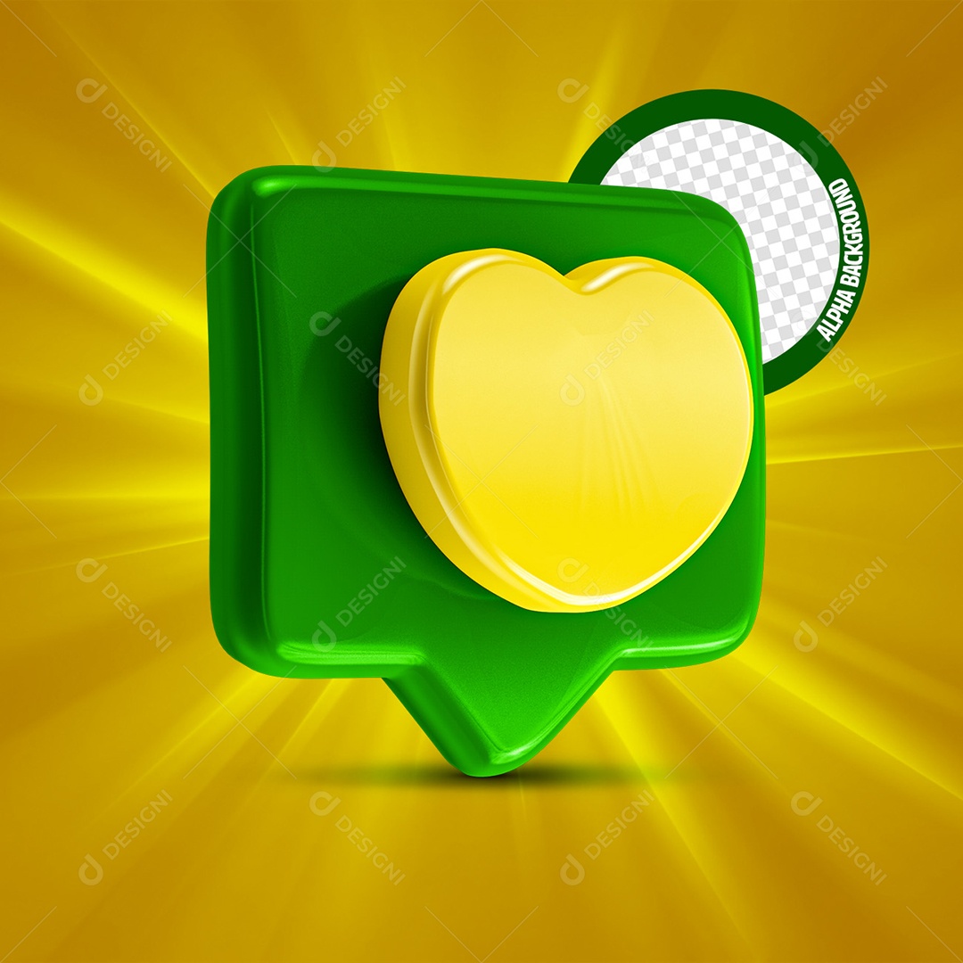 Elemento 3D Emoji Coração Sete Setembro Para Composição PSD