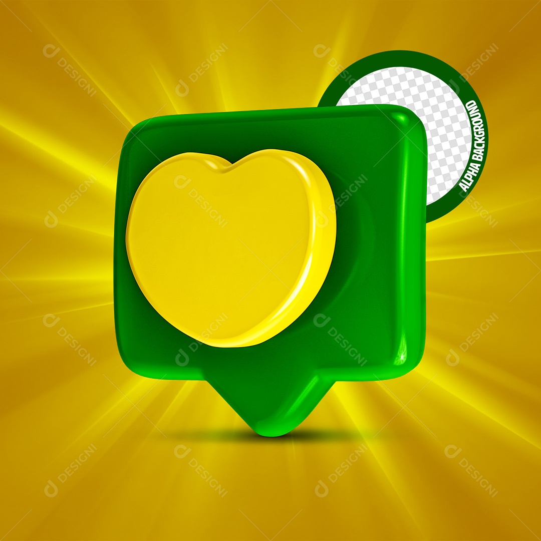 Elemento 3D Emoji Like Coração Para Composição PSD