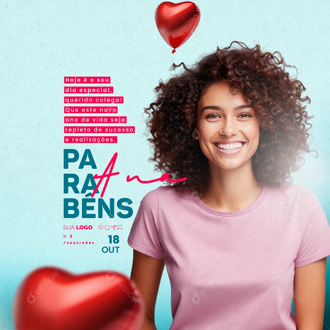 Parabéns Ana Hoje é o Seu Dia Especial Social Media PSD Editável