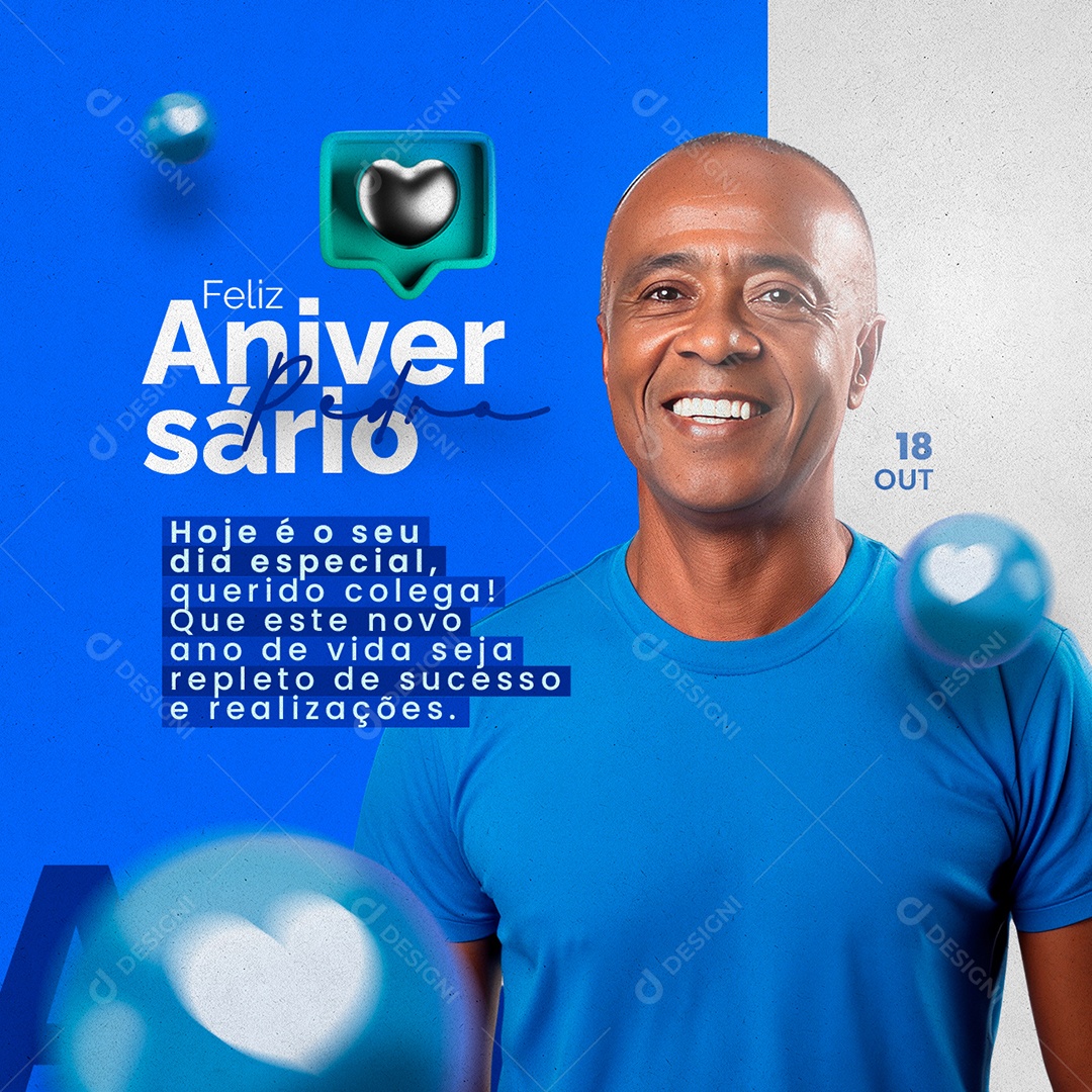 Feliz Aniversário Pedro Hoje é o Seu Dia Especial Social Media PSD Editável